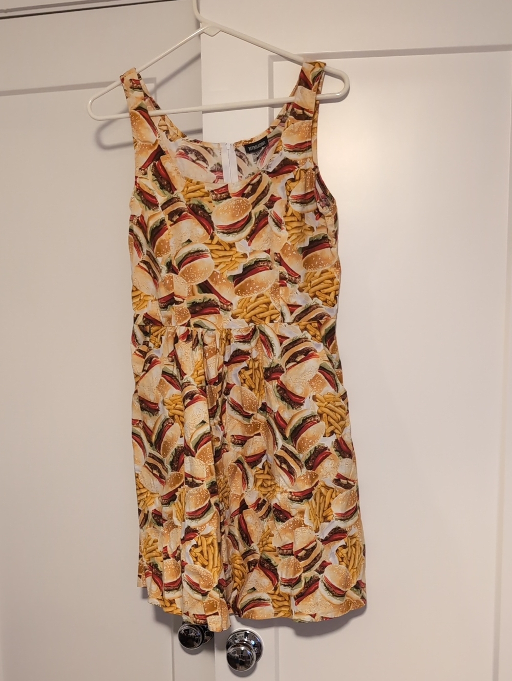 Retrolicious Burger & Fries Print Sleeveless Mini Dress